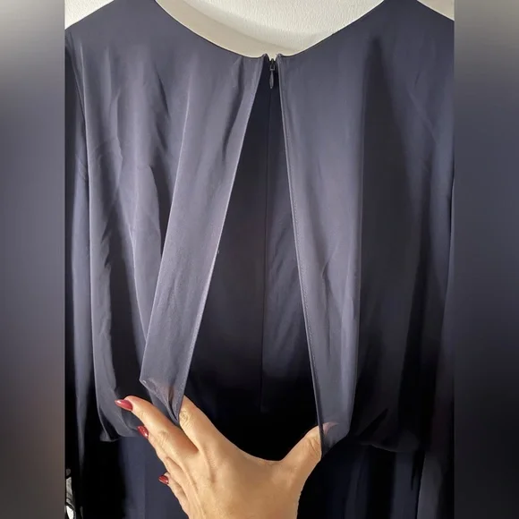 Joseph Ribkoff Navy Sheer Sleeve Jumpsuit - Picture 9 of 9